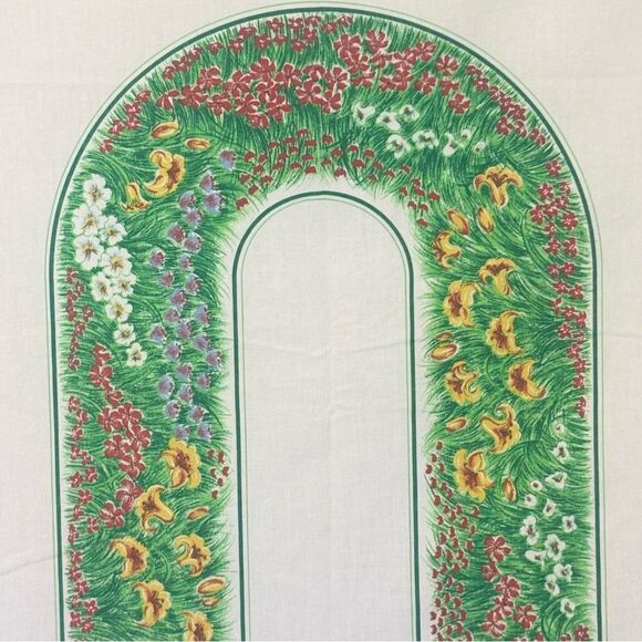 VTG Sunweave Linen Corp Floral Garden Cotton Rectangular Tablecloth 62" x 100" - Picture 4 of 6